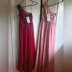 AZAZIE One Shoulder Dresses- Dusty Rose and Cabernet